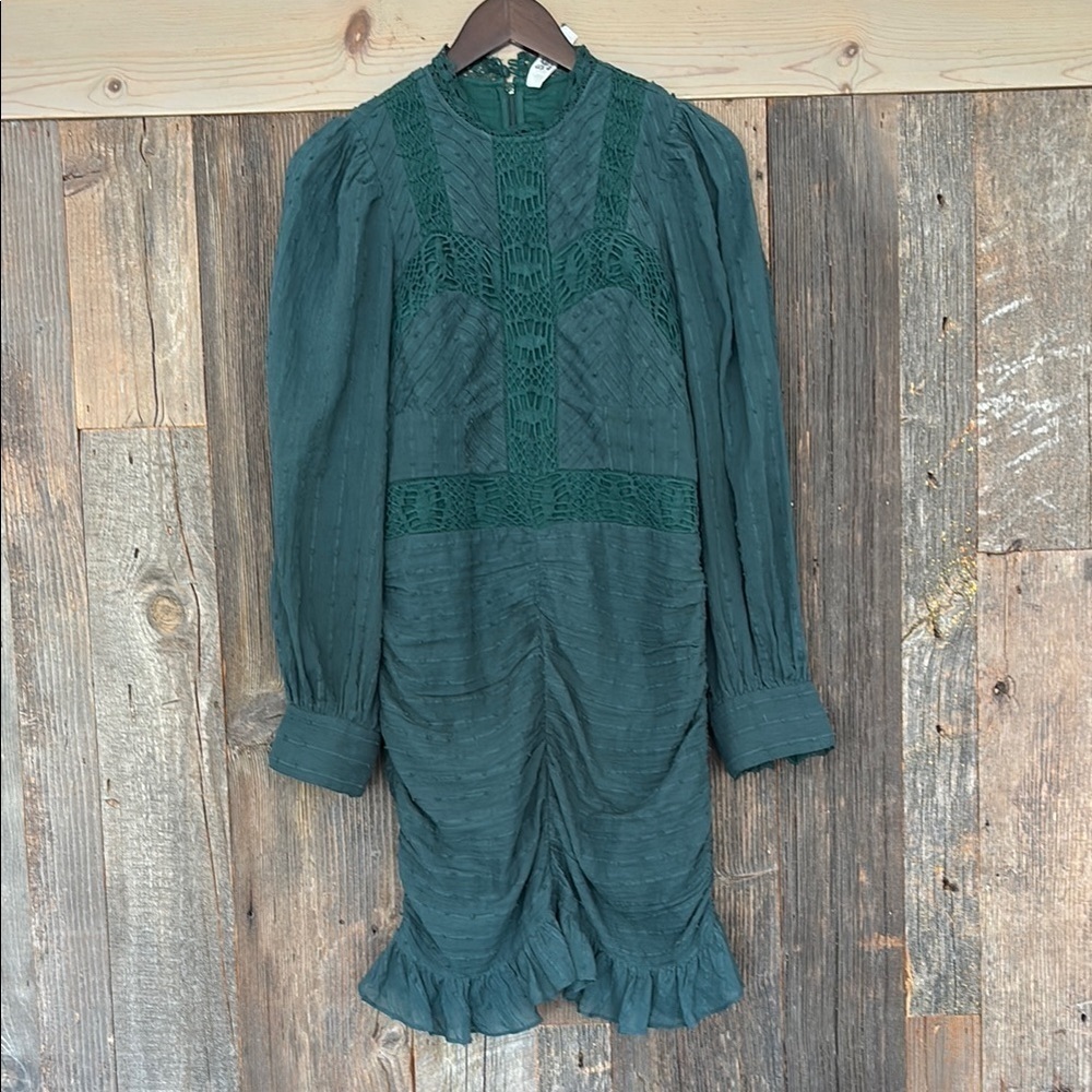 SEA NY emerald mermaid mini long sleeve dress